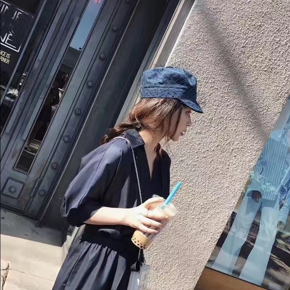 Navy Blue Silky Romper - Picture 3 of 4